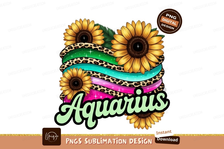 Aquarius sunflowers leopard print stripes image