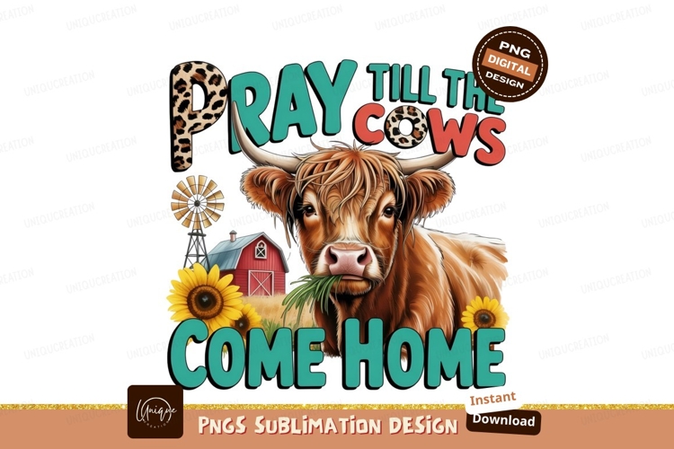 Highland cow praying till cows come home bull animal
