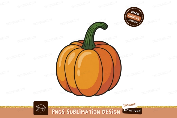 Orange pumpkin with green stem gourd