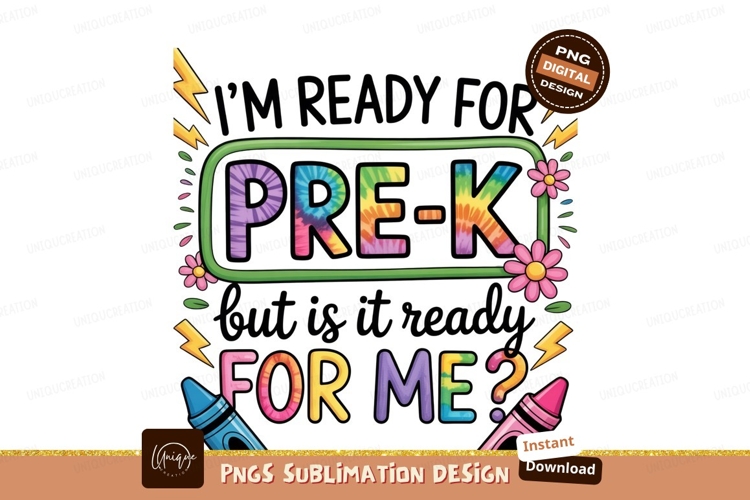 Pre K tie dye colorful text preschool education