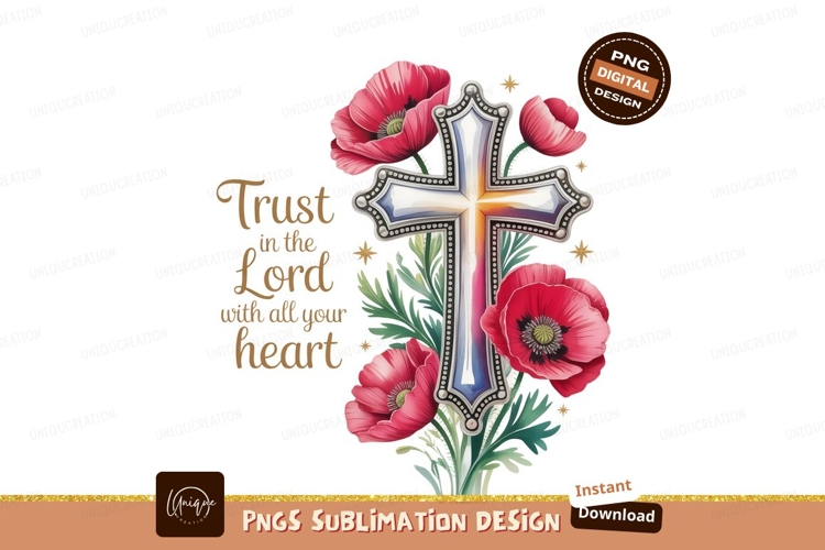 Cross poppies faith religious floral