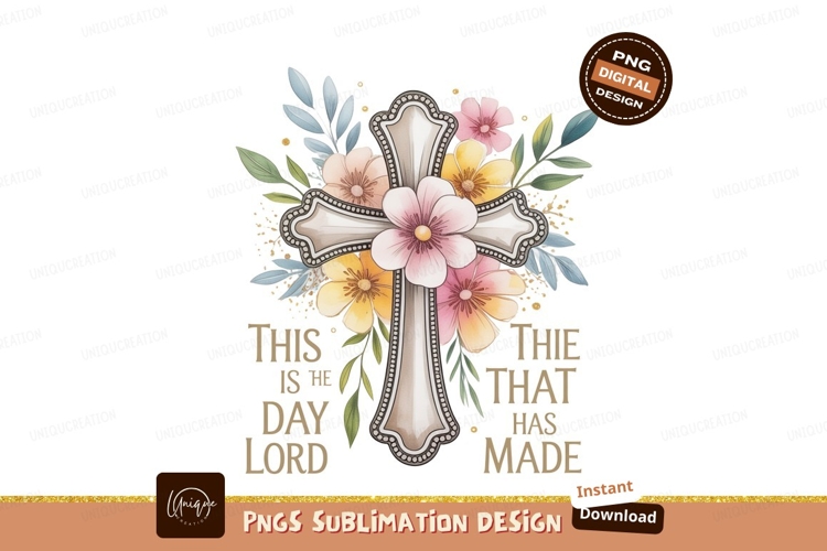 Floral cross religious scripture flowers