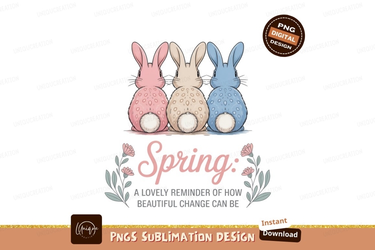 Three pastel bunnies with fluffy tails SUBLIMATION
