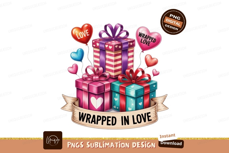 Festive gift boxes with heart balloons gifts love