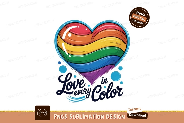 Rainbow heart love colorful SUBLIMATION