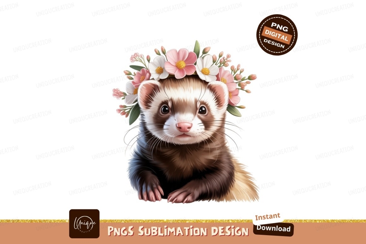 Ferret wearing floral crown animal cute Adorable corgi weari