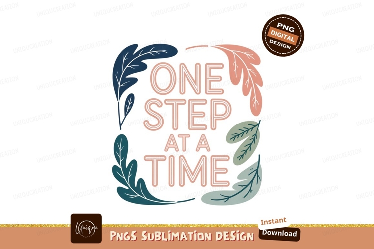 Motivational phrase with foliage SUBLIMATION text