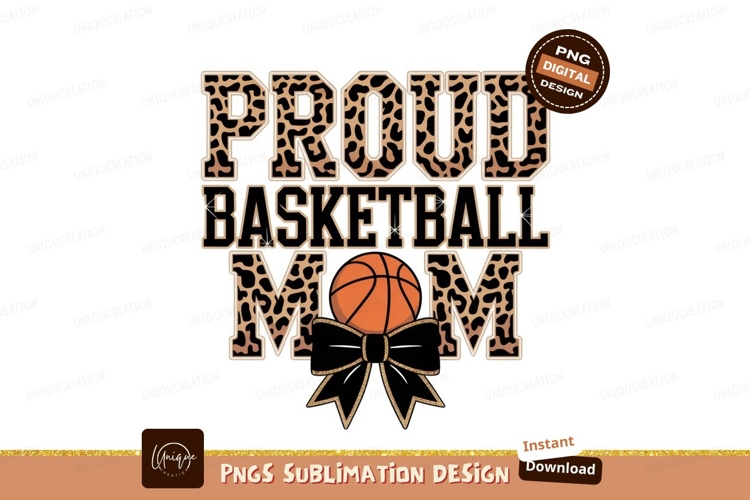 Proud Basketball Mom Leopard Bow image