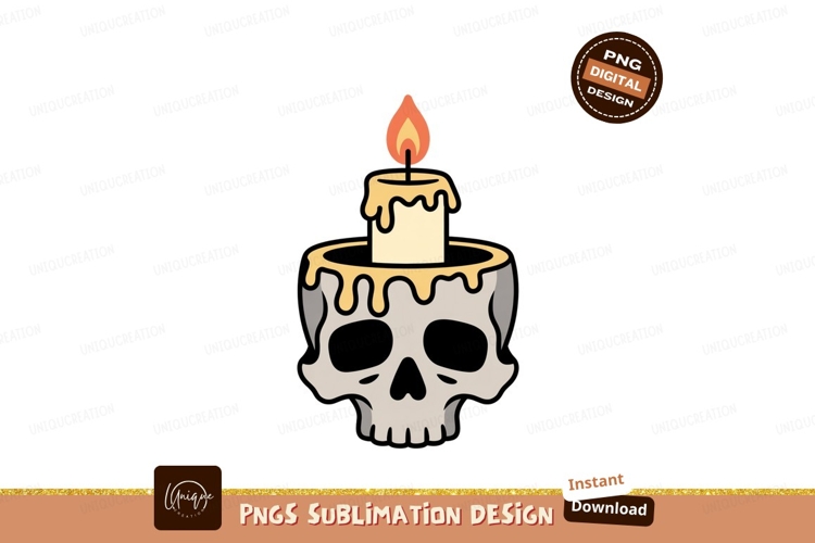 Skull candle dripping wax flame image