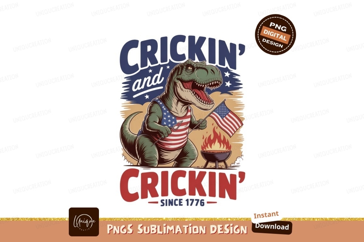 Tyrannosaurus grilling with American flag dinosaur