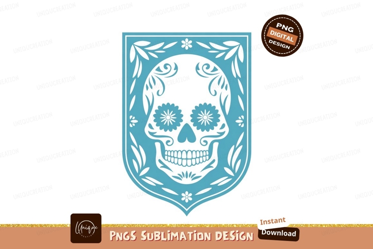 Blue skull floral cutout banner image