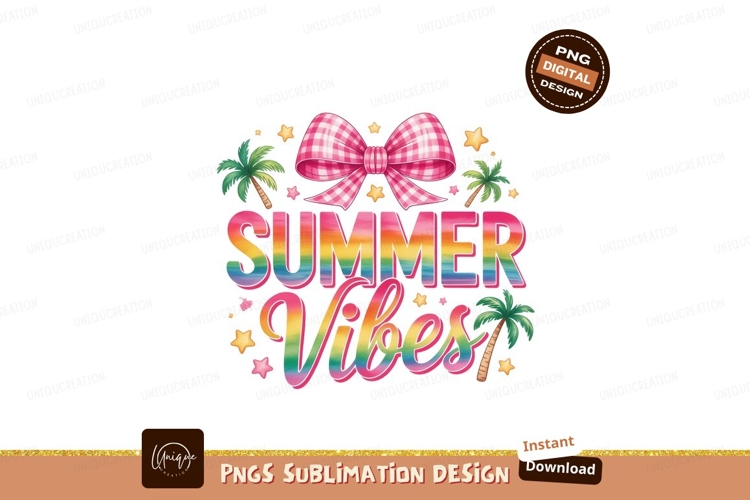 Summer Vibes Rainbow Bow Palm Trees pink