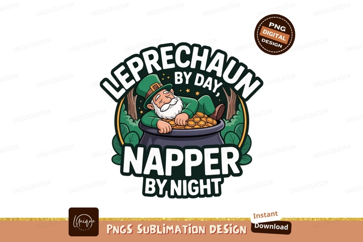 Leprechaun sleeping in pot of gold coins