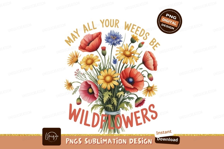 Vibrant Wildflower Bouquet With Text wildflowers poppies