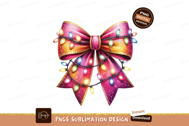 Festive Bow With Colorful Lights holiday