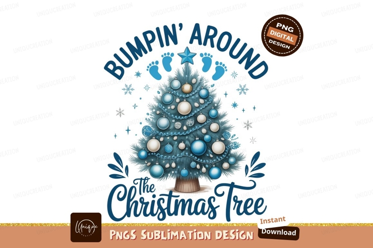 Blue Christmas Tree With Baby Feet image
