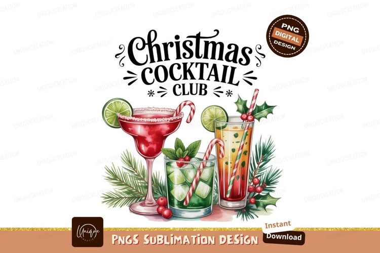 Festive Christmas Cocktails With Candy Canes And Holly