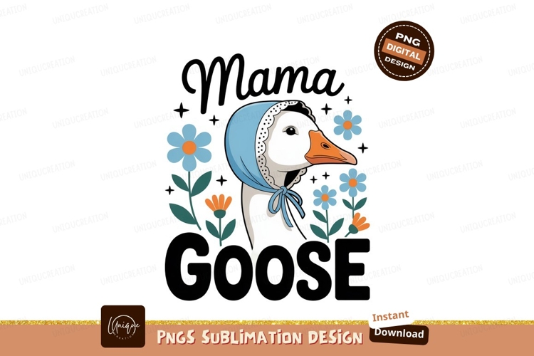 Mama Goose With Flowers bird waterfowl