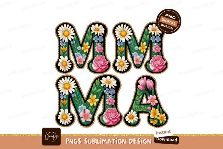 Floral letters with daisies roses blue flowers image