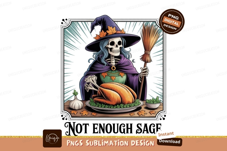 Skeleton Witch With Turkey And Broom image