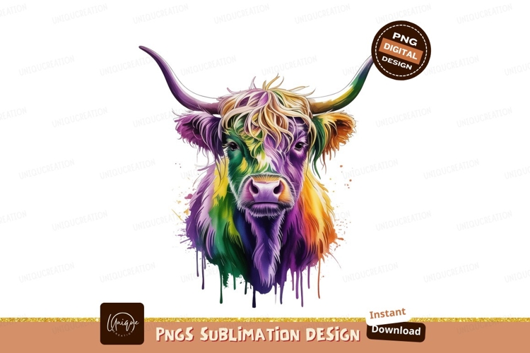 Highland Cow Vibrant Colors animal colorful