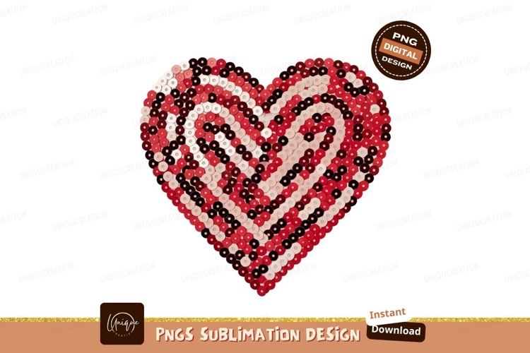 Heart shape red white black sequins image