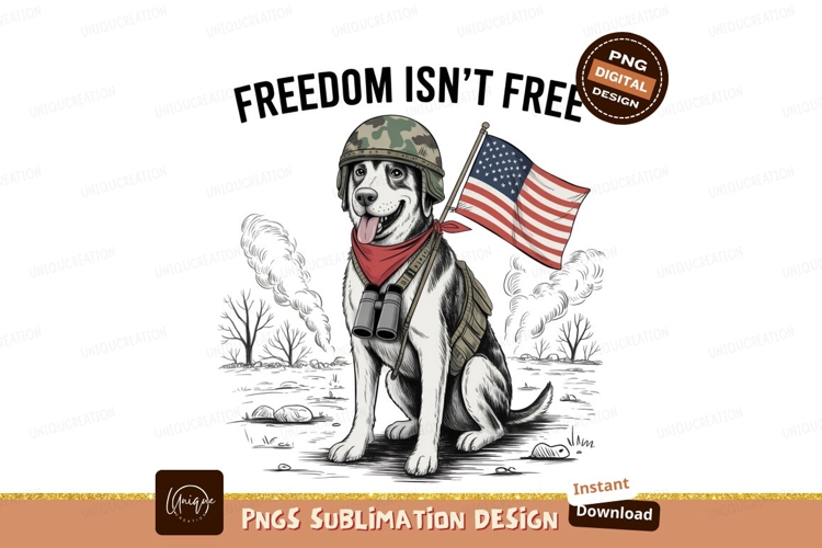 Patriotic canine soldier with American flag military