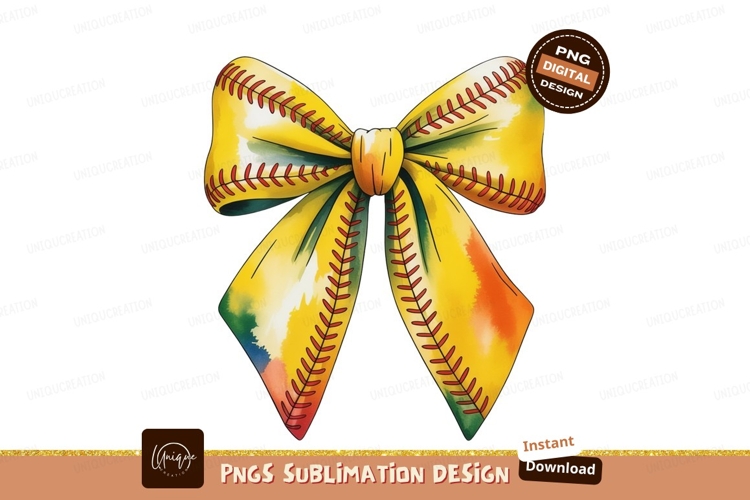 Yellow softball ribbon bow image