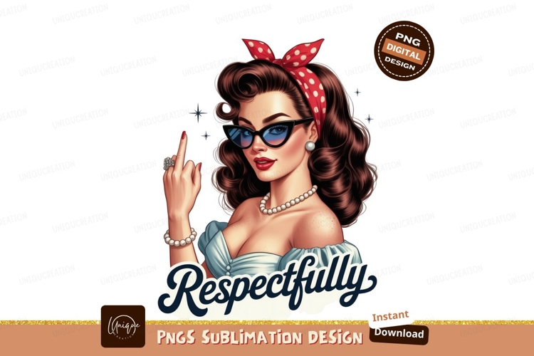 Retro Woman Middle Finger pinup fashion