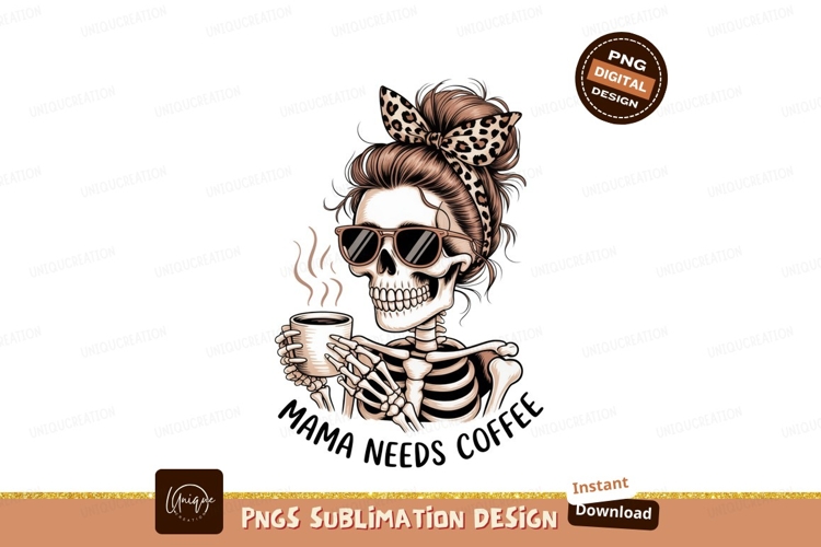 Skeleton Mama Coffee Leopard Hair image