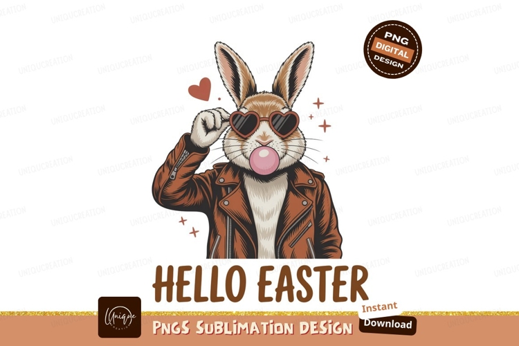 Cool bunny blowing bubblegum wearing sunglasses rabbit