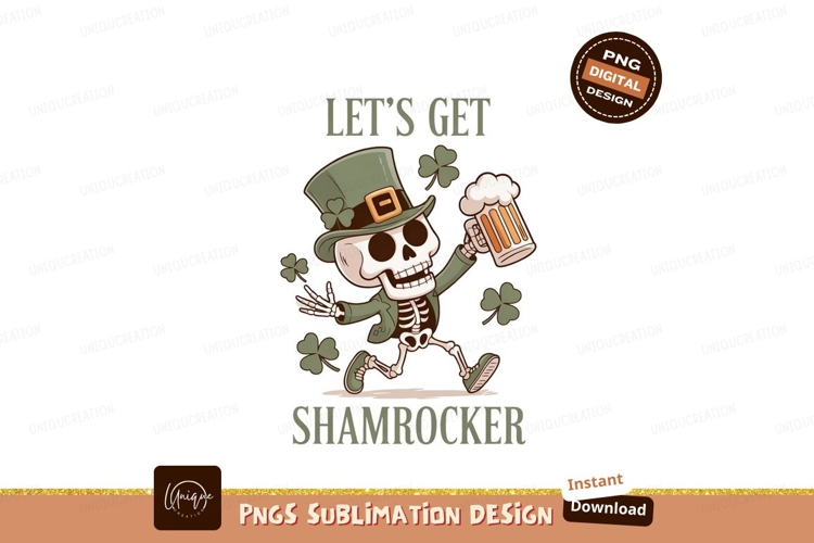 Skeleton dancing with beer and shamrocks stpatricks