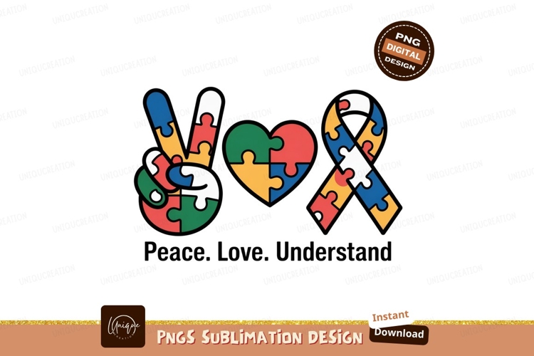 Peace heart ribbon autism awareness image