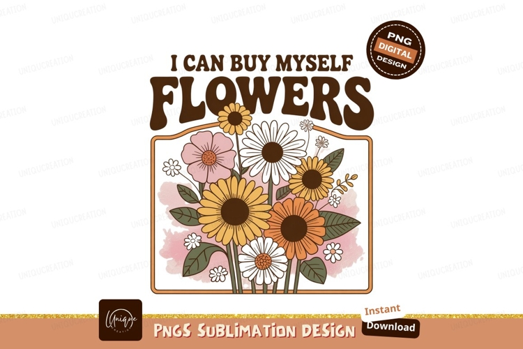 Retro Floral Bouquet with Empowering Text flowers vintage