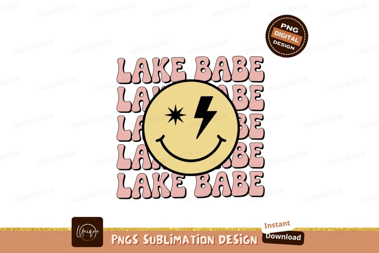 Smiley lightning bolt lake babe image