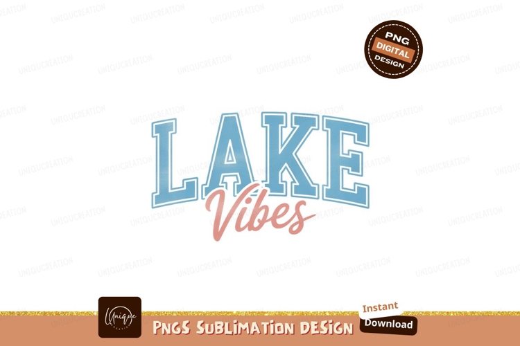 Lake Vibes Text Design blue