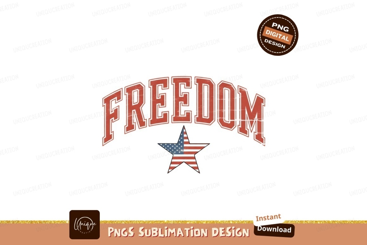 Red Freedom Text American Star image example image 1