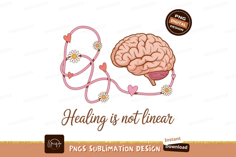Pink ribbon brain hearts flowers healing mental
