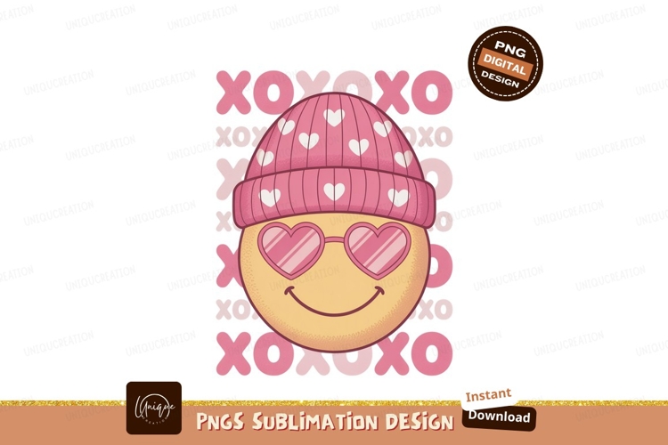 Pink Heart Emoji Beanie Sunglasses image