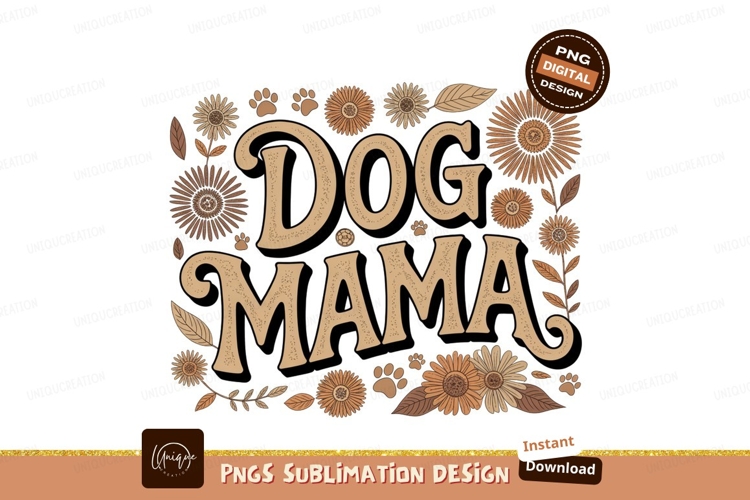 Dog Mama Floral Paw Print Design image