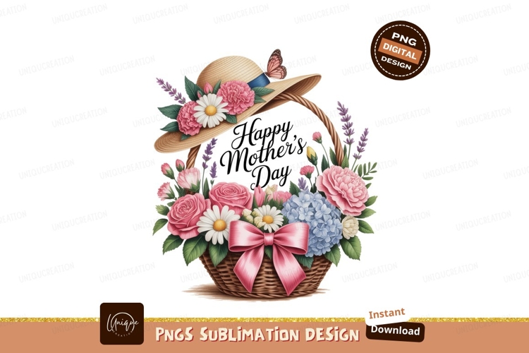 Floral Hat Basket With Butterfly flowers pink