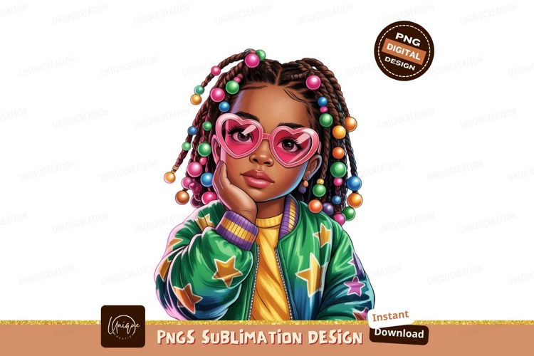 Girl with heart glasses and beaded braids beads example image 1