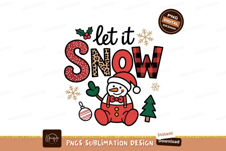 Festive snowman and snow text christmas holiday