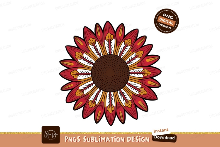Stylized Red Yellow Sunflower image example image 1