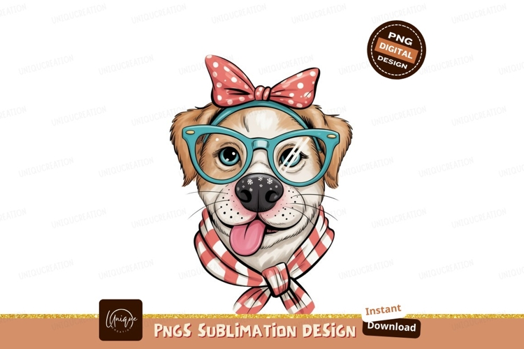 Adorable dog with glasses and bow scarf cute