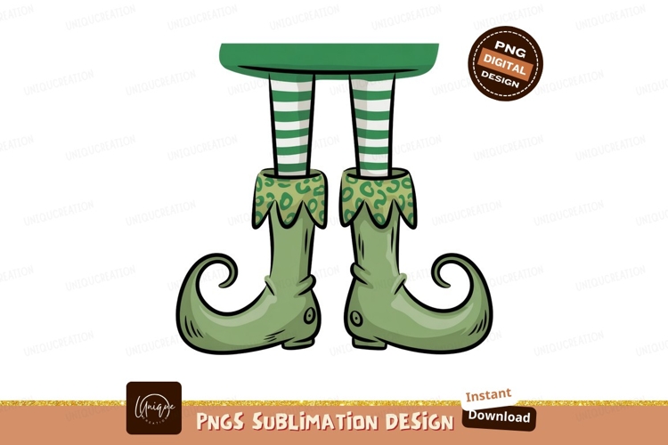 Green Elf Feet Striped Socks image