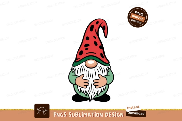Red dotted hat gnome green
