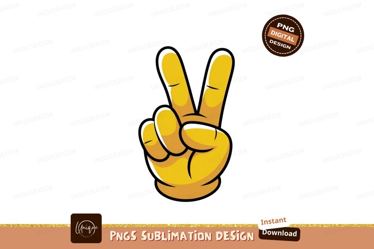 Yellow hand peace sign victory
