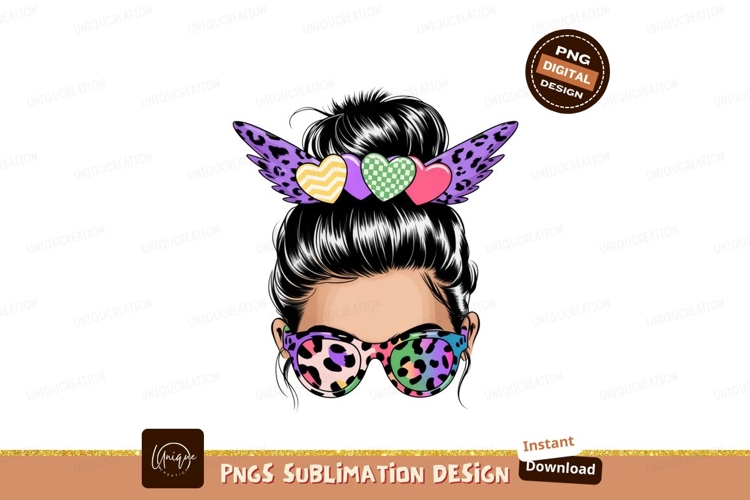 Messy Bun Hearts Wings Sunglasses image