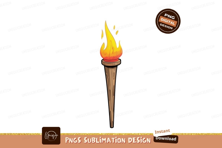 Flaming Torch With Wooden Handle fire flame